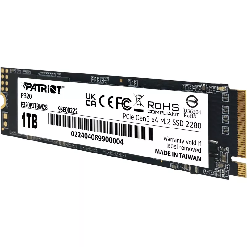 Unidade SSD Patriot P320 1 TB M.2 2280 PCIe 3.0 x4 NVMe
