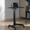 Mesa de computador portátil com rodas, secretária sentado-em pé ajustável em altura até máx. 113 cm, inclinação até 30 graus, Preto
