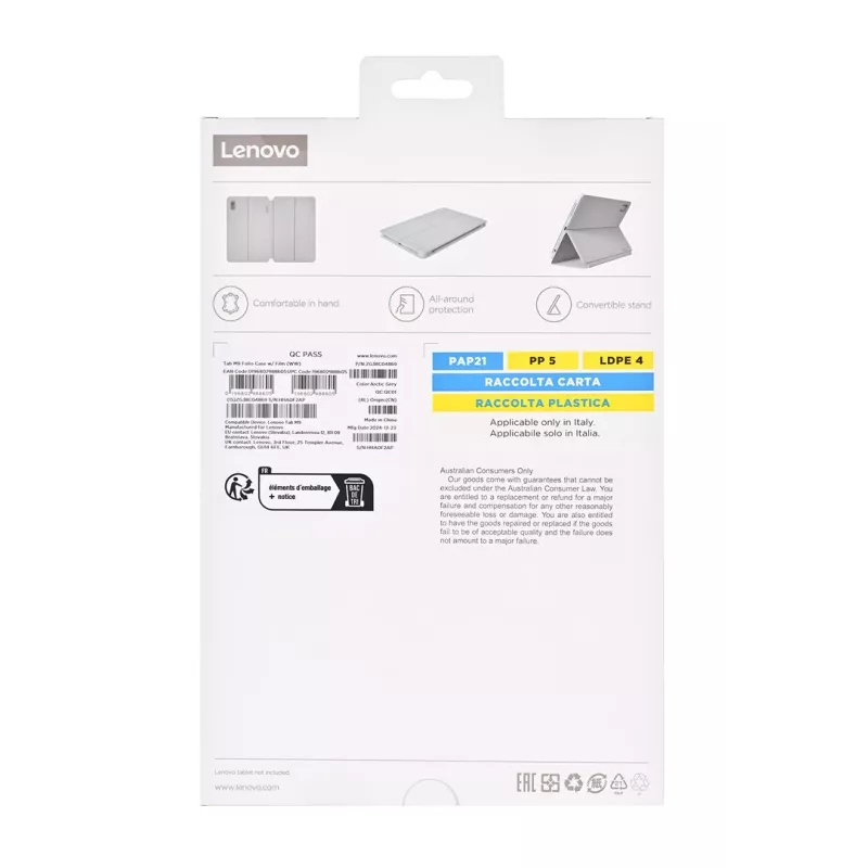 Lenovo ZG38C04869 capa Folio para Tab M9, 22,9 cm (9 polegadas), poliuretano/policarbonato, cinzenta