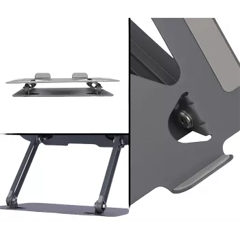 Suporte para portátil MEDIA-TECH MT2661 — de altura ajustável, design dobrável em alumínio para portáteis até 17 polegadas