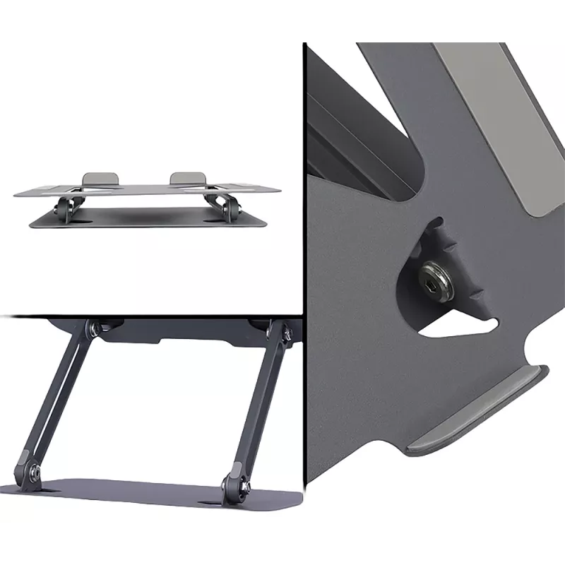 Suporte para portátil MEDIA-TECH MT2661 — de altura ajustável, design dobrável em alumínio para portáteis até 17 polegadas