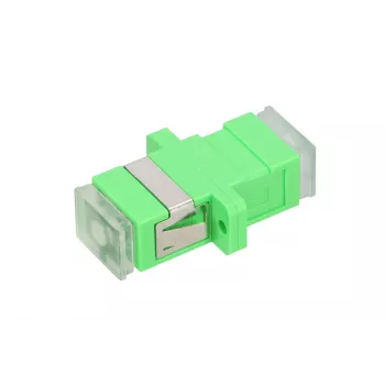 Adaptador de fibra ótica Extralink SC/APC monomodo simplex com tampas antipoeira transparentes, verde