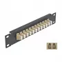 Patch panel de fibra ótica DeLOCK 10 polegadas 12 portas LC duplex bege 1U preto