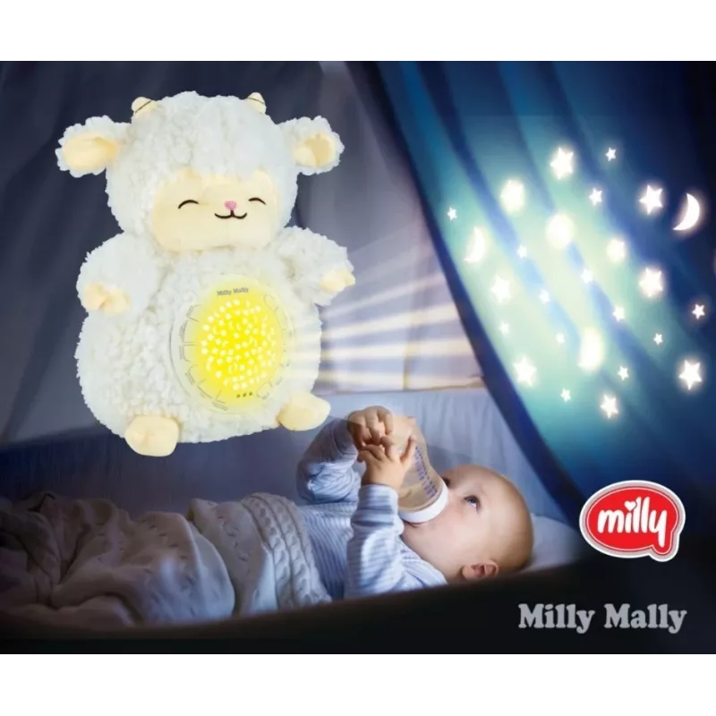 Brinquedo projetor de peluche milly mally ovelha peluche modelo 5664 para crianças pequenas — luz de presença suave