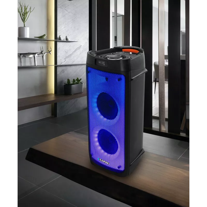 Sistema de áudio PLL FM USB/SD/BT 2xKaraoke FULL LED PartyBox
