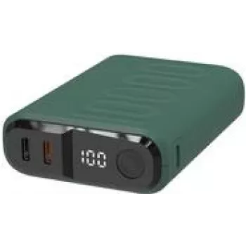 Powerbank RealPower PB-10000C PD+ 3x Type-C, verde escuro (458439)