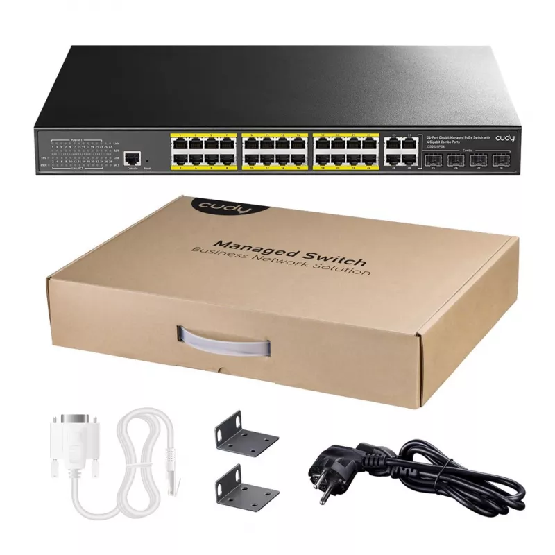Switch gerido Cudy GS2028PS4 L2 Gigabit Ethernet 24 portas PoE