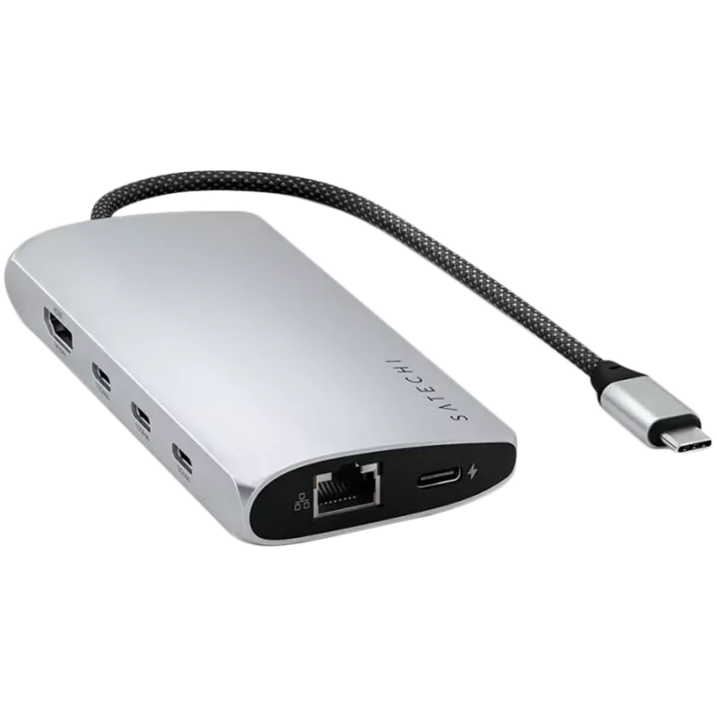 Satechi ST-P8KES adaptador multiportas USB-C 8K com Ethernet V3, prateado