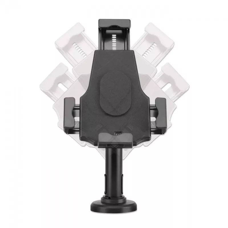 Suporte de mesa para iPad e tablet Manhattan, com fecho, montagem na parede, proteção antifurto segura, tablets de 7,9 polegadas a 10,5 polegadas, rotação 360°, inclinação +/- 70°, rotação 330°, preto, garantia vitalícia