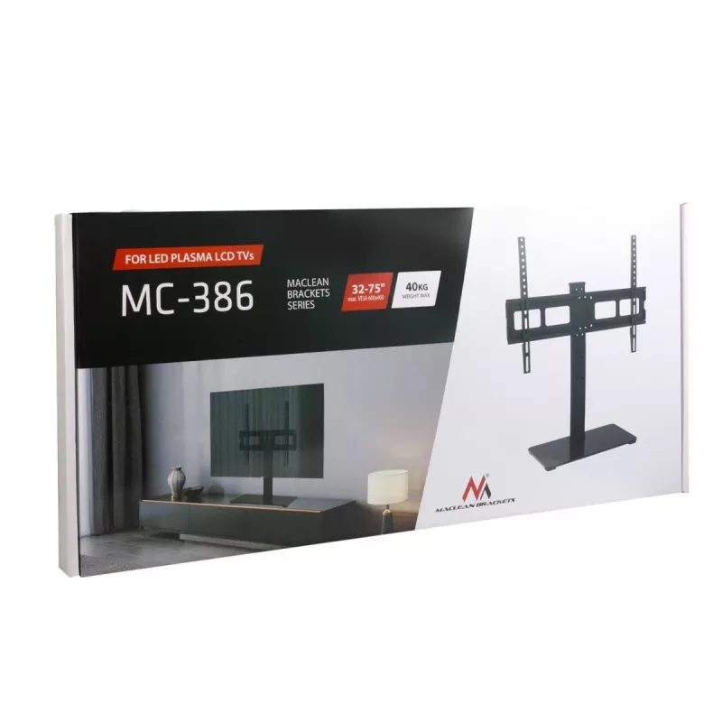 Suporte de TV MACLEAN MC-386 para televisores de 32 a 75 polegadas, até 40 kg, VESA 600x400 mm, rotativo, autónomo
