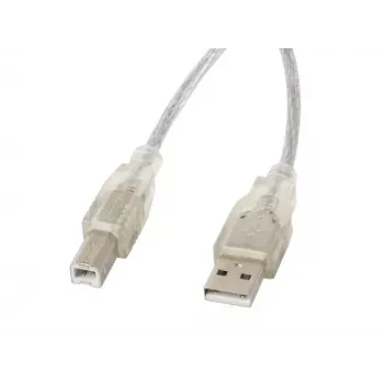 Cabo USB 2.0 LANBERG CA-USBA-12CC-0018-TR, USB A (ficha macho) para USB B (ficha macho), 1,8 m, transparente