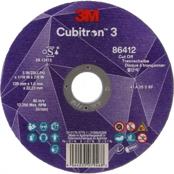 3M 86647 - Disco de corte - metal - fibra cerâmica - 12250 rpm - redondo - 2,22 cm (7100304306)