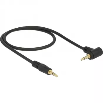 DeLOCK - Cabo de áudio - 24 AWG - Mini-Phone estéreo 3,5 mm (M) - Mini-Phone estéreo 3,5 mm (M) - 50 cm - preto - conector em ângulo de 90° (83752)