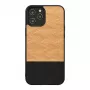 Capa para telemóvel Man and Wood para iPhone 12 / 12 Pro — padrão espinha de peixe Nero preto