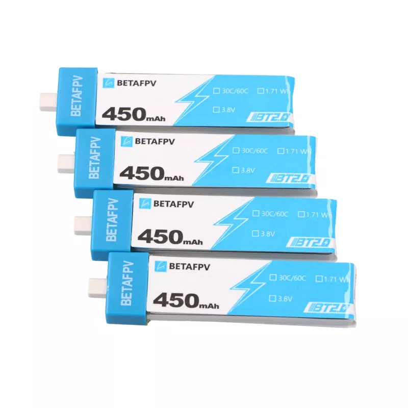 Pack de baterias para drone 1S BetaFPV BT2.0 450mAh pack de 4, 3,8V