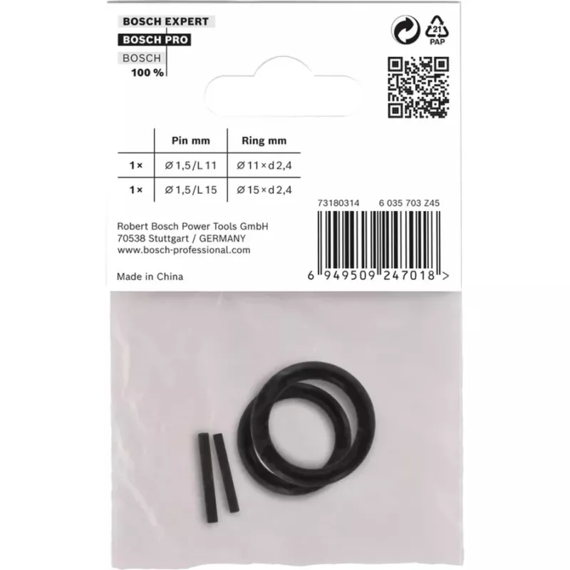 Conjunto anel de retenção e pino, para chave de caixa de impacto PRO 1/4, fixação preta, 4 peças