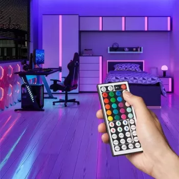 Barra de luz LED Vention PAEWH 2 m, alimentação USB 5 V, RGB com comando IR, montagem com fita adesiva dupla face