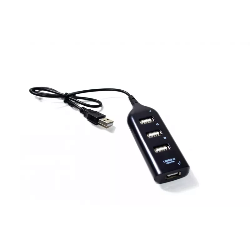 Hub USB VAKOSS TC-234UX — hub USB 2.0 de 4 portas, alimentação DC (5 V, 1 A), preto