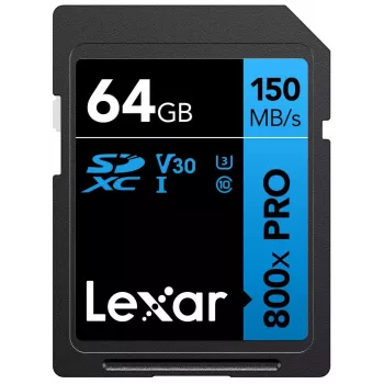 Memória flash SDXC Lexar 64 GB UHS-I 800xPRO — Classe 10, U3, V30, 150 MB/s