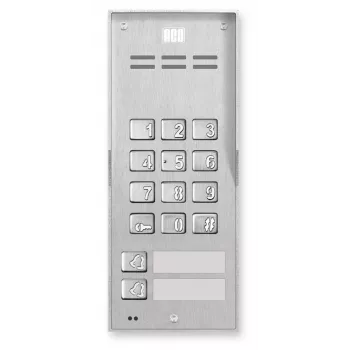 Painel de intercomunicador de superfície ACO FAM-P-2NPZSACC NT para casa de duas famílias com fechadura de teclado e leitor de chave remota