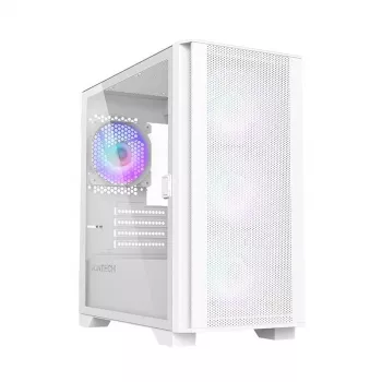 Caixa Micro-ATX Montech AIR 100 ARGB com quatro ventoinhas ARGB pré-instaladas, design ultra-minimalista, painel frontal em malha fina, elevado fluxo de ar, lateral única