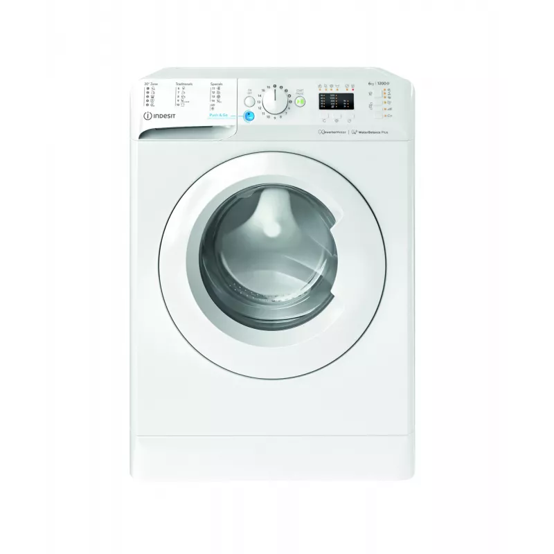 Máquina de lavar roupa Indesit BWSA 61294 W EU N — carga frontal, 6 kg, 1151 rpm, profundidade 42,5 cm, largura 59,5 cm, visor, Big Digit, branco, classe energética C