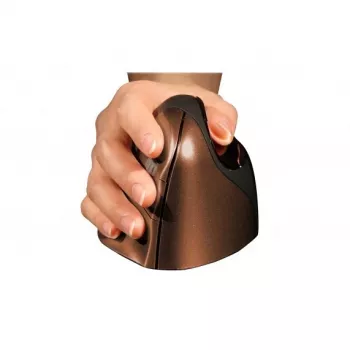 BakkerElkhuizen Evoluent 4 Small Wireless, para destros, design vertical, Laser, RF Wireless, 2600 DPI, Preto, Castanho