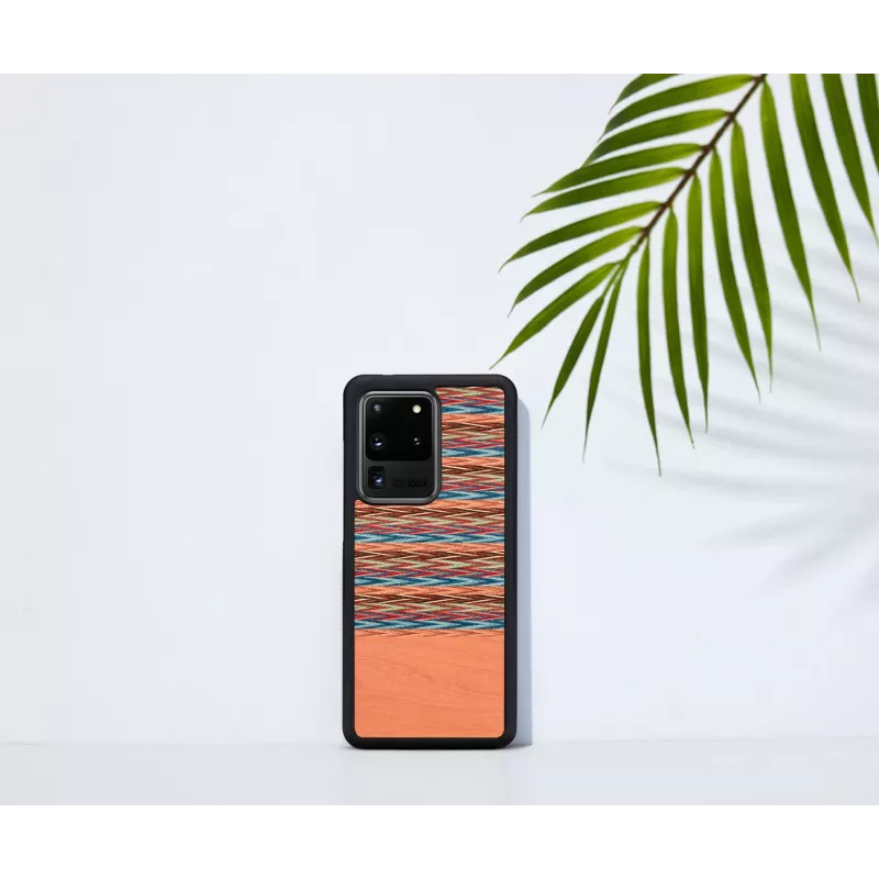 Capa para telemóvel Man and Wood para Samsung Galaxy S20 Ultra — padrão xadrez castanho com contorno preto
