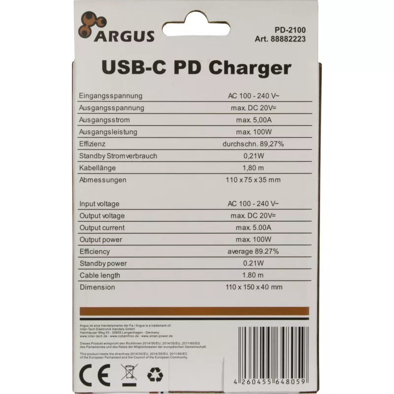 Carregador Inter-Tech PD-2100 preto AC Indoor