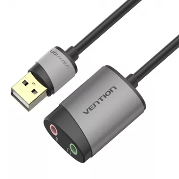 Vention placa de som externa USB 0,15M cinzento metal tipo