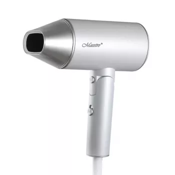 Secador de cabelo Maestro MR-213 2100W com cabo dobrável, 2 velocidades, função ar frio, concentrador de parede dupla, prateado