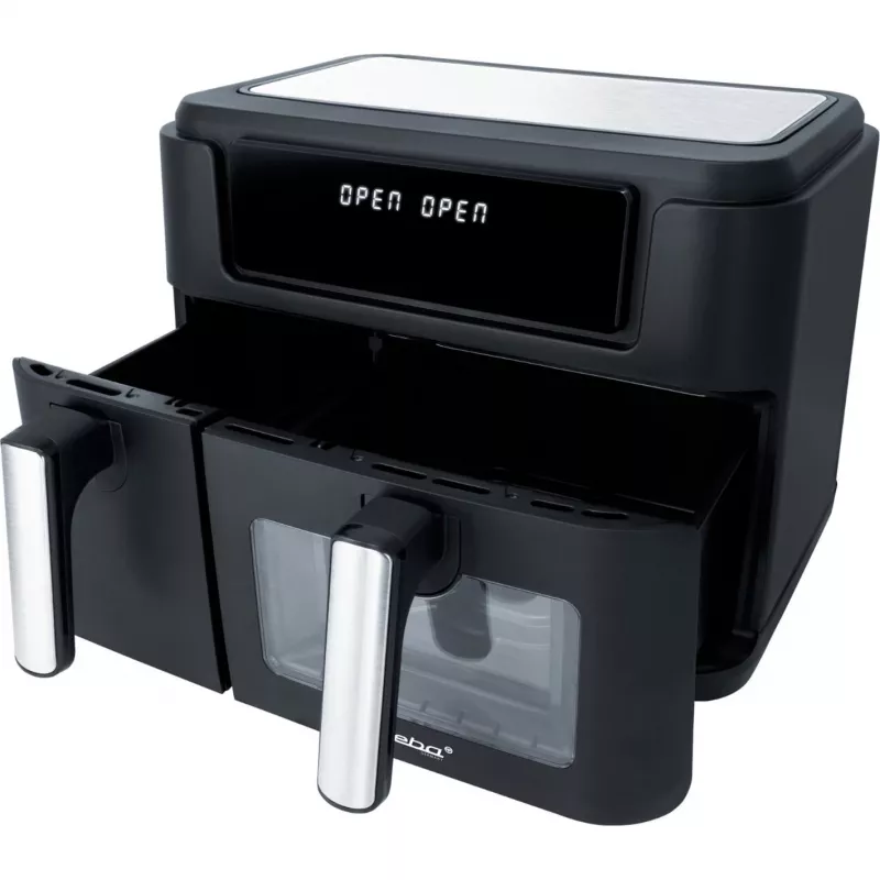 Fritadeira de ar quente dupla HF 9500 DUO (preta, 2.400 Watt, 2 cestos 6 L + 3,5 L)