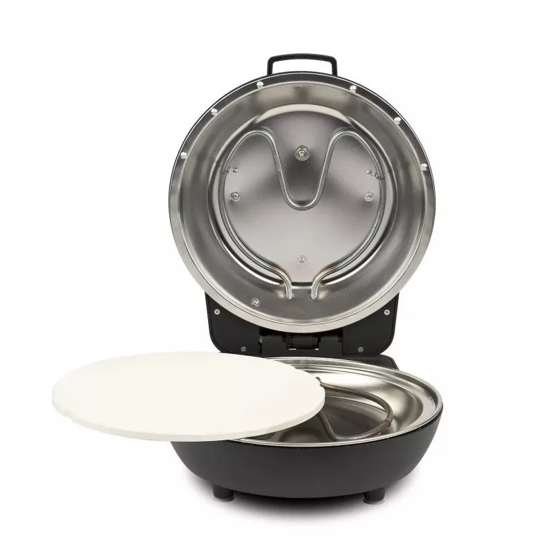 Forno de pizza G3FERRARI Pummarola — forno elétrico de bancada, 1200 W, máx. Ø 28–31 cm, superfície de pedra, preto/prateado