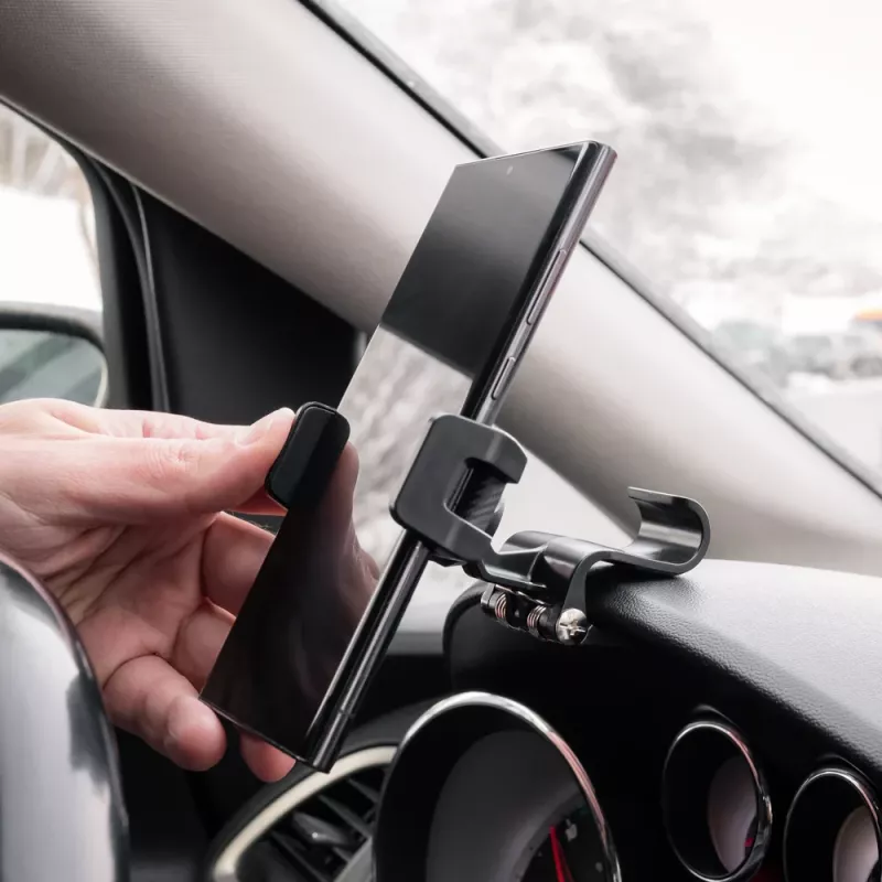 Suporte para telefone Tellur TLL171261 — suporte universal compacto para automóvel e secretária, ângulo ajustável, preto