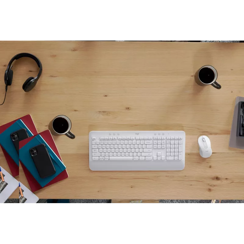 Logitech Signature MK650 for Business - Conjunto teclado e rato - Sem fios - 2,4 GHz, Bluetooth LE - QWERTZ - Checo - Branco creme