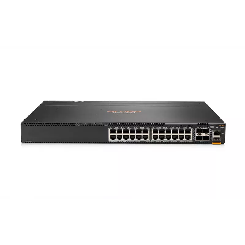HPE Aruba 6300M - Switch - L3 - gerido - 24 x 10/100/1000 + 4 x 1 Gigabit / 10 Gigabit / 25 Gigabit / 50 Gigabit SFP56 (Uplink / Stacking) - Frente e lado para trás - montagem em rack