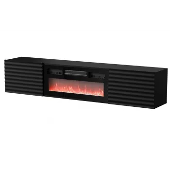 Móvel RTV Cama TULA 183x35x37 preto mate + lareira preta