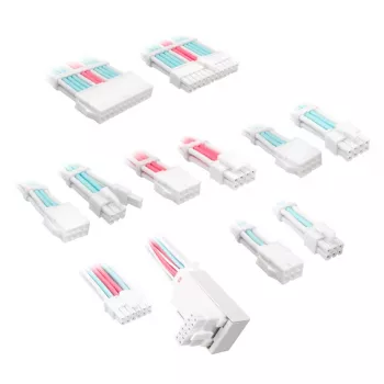 Kit de cabos/adaptadores Kolink Core Pro Braided Cable Extension Kit 12V-2x6 Type 1 – Brilliant White/Neon Blue/Pure