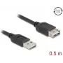 Cabo USB-A para USB-A DELOCK 81511 — USB 2.0, 0,5 m, preto, contactos dourados