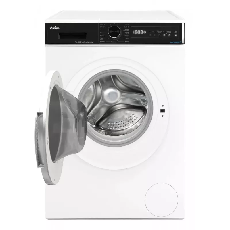 Amica WA3S712BLiSHB máquina de lavar roupa de instalação livre com carga frontal, 7 kg, 1200 rpm, 15 programas, classe energética B, branca