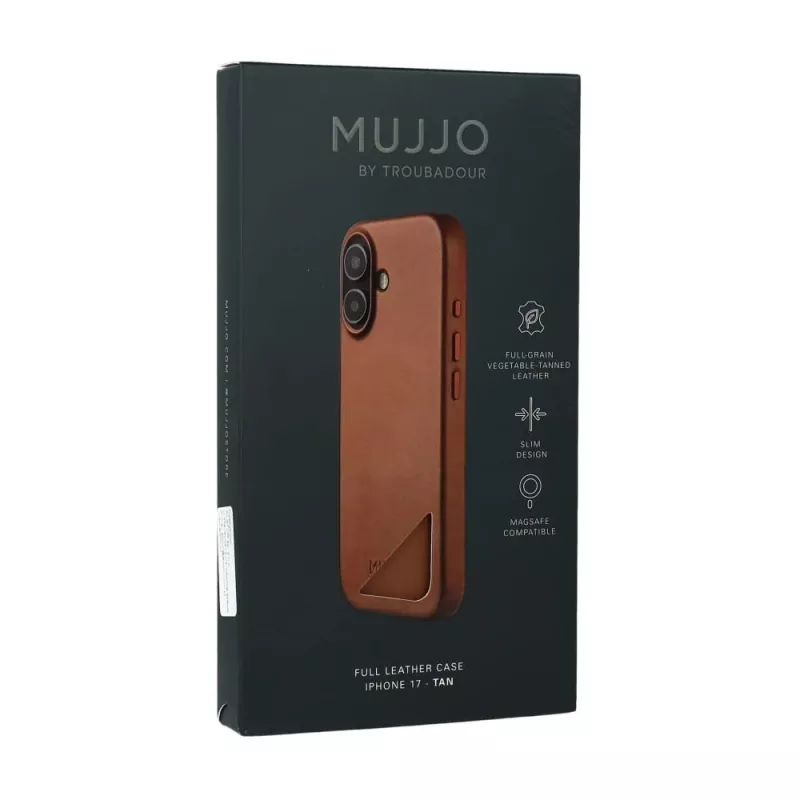 Mujjo Full Leather Case MagSafe capa para iPhone 17 castanho