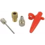 Conjunto de adaptadores FISCHER 85618 — Adaptador de bomba metálico (vermelho) para válvulas de bicicleta e trotinete