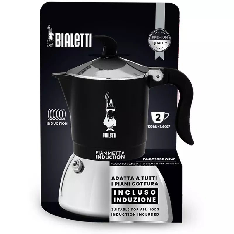 Máquina de café de indução BIALETTI FIAMMETTA 2 chávenas, preto