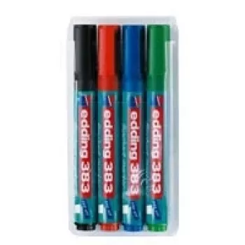Marcador Edding 383 ponta biselada preto azul verde vermelho