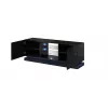 Móvel de TV cama meble QIU 160 — MDF preto brilhante, 1600×420×570 mm