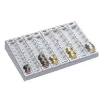 Tabuleiro para contar moedas WEDO 290×200×45 mm Euro cinzento claro com 8 ranhuras para moedas