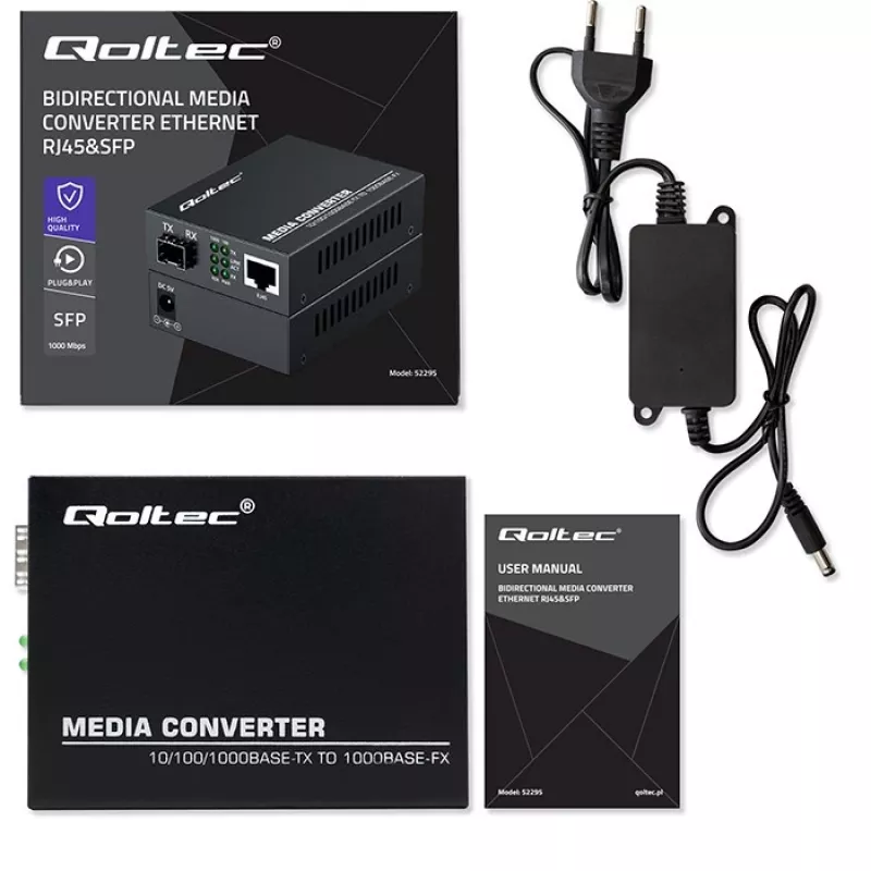 Conversor de media SWITCH Ethernet 1x RJ45 1x SFP