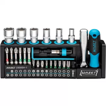 Hazet Conjunto de pontas 2300SH-1 — conjunto de 39 peças com pontas fenda, Phillips, Pozidriv, sextavadas e Torx