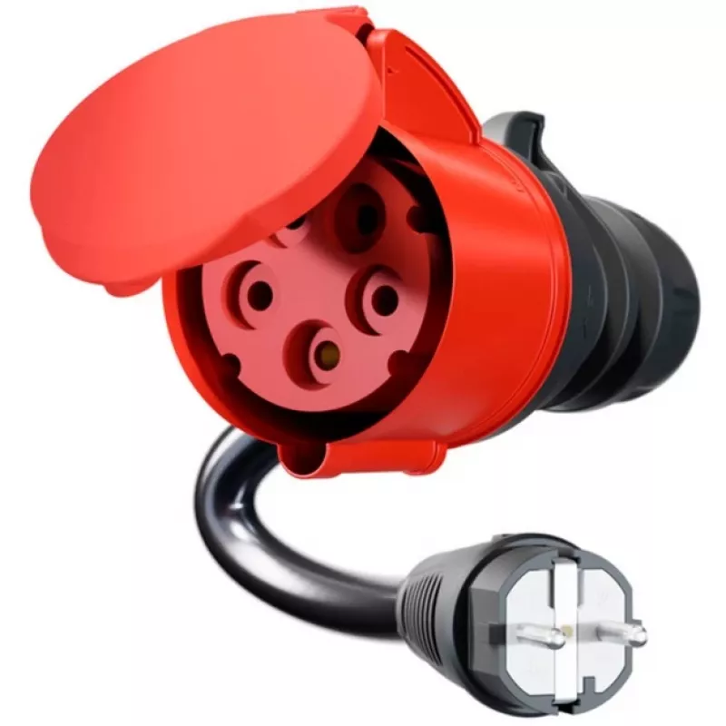 go-e adaptador para Gemini flex 22 kW, CEE vermelho trifásico 32A > tomada doméstica (preto, 30 cm)