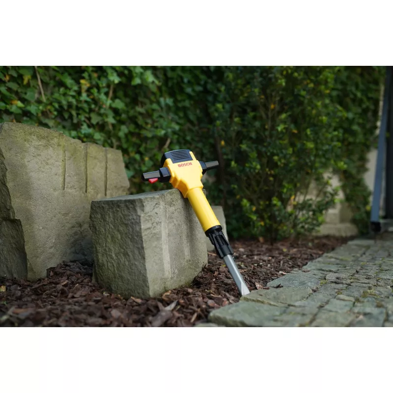 Theo Klein 8405 Martelo demolidor Bosch I a pilhas com movimento de subida e descida da broca I com som de motor e luz intermitente I dimensões: 28 cm x 7 cm